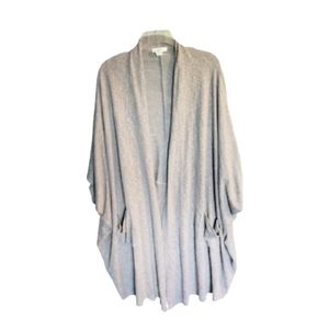 Cherish Open Front Speckled Gray Cardigan Kimono Oversized Sweater One Size